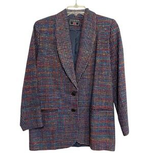 Vinci Clothiers Tweed Blazer Jacket Women's Size 6 Multi-color Houndstooth  VTG